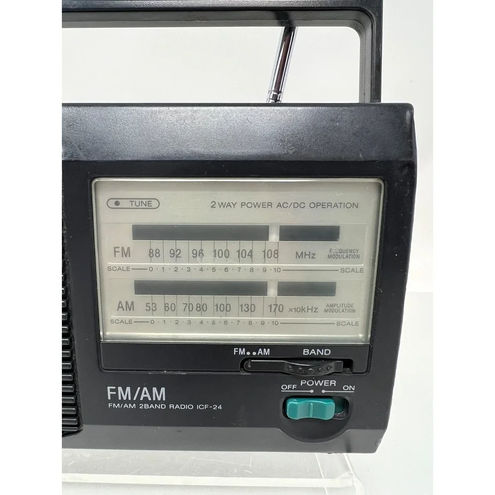 Sony ICF-24 Portable AM/FM Radio AC Battery Powered Tested Antenna Works